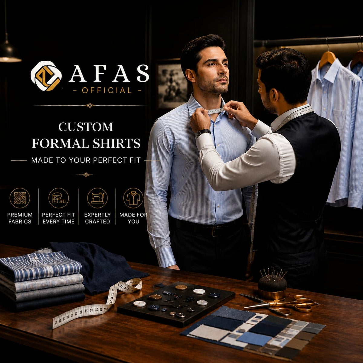 Custom Size Formal Office Shirt - Tailored to Your Measurements