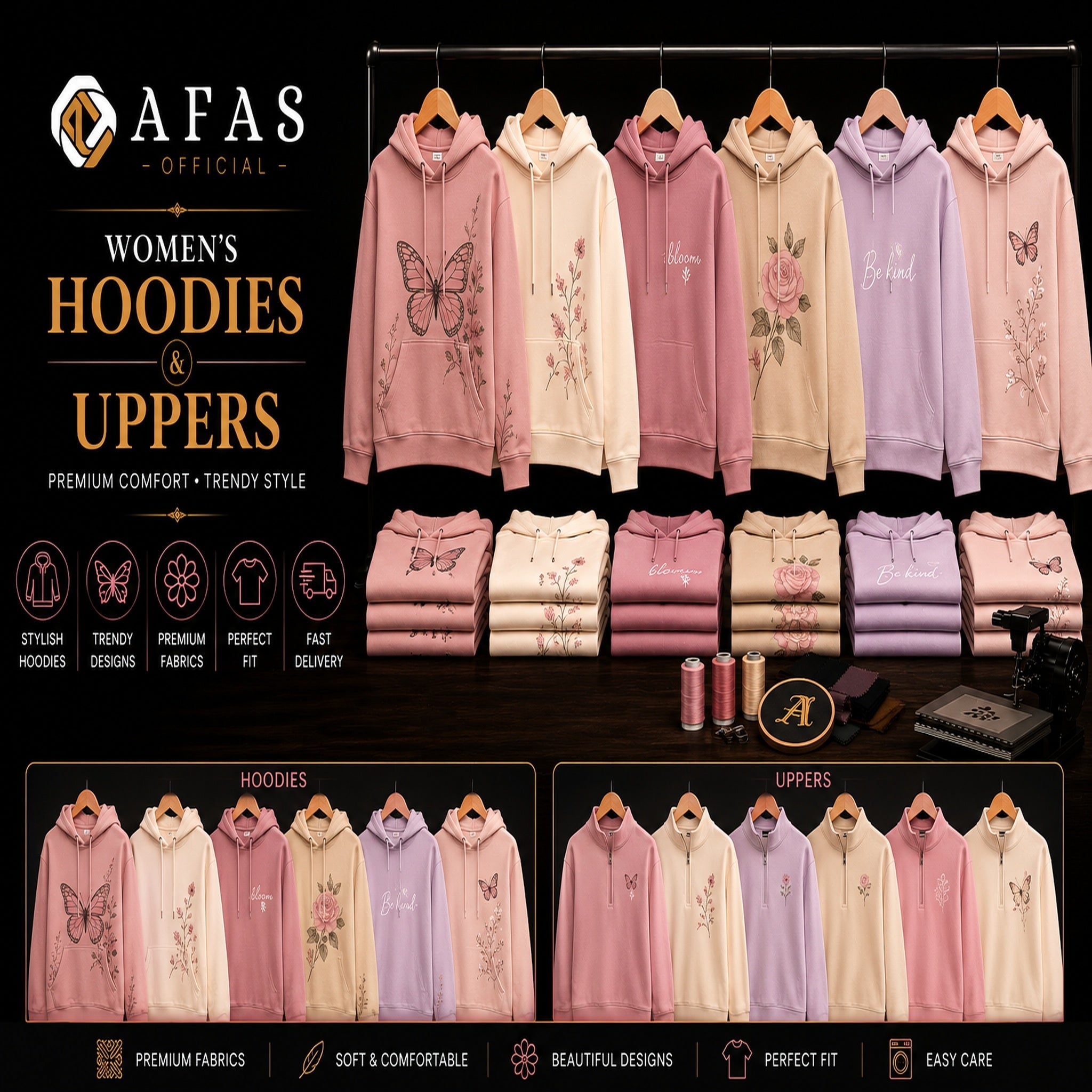 Custom Printed & Plain Hoodies-Uppers for Girls