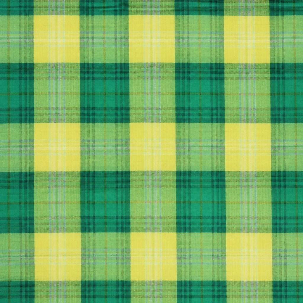 AFAS Custom Size Green & Yellow Windowpane Check Plaid Cotton Fabric - SKU F0015