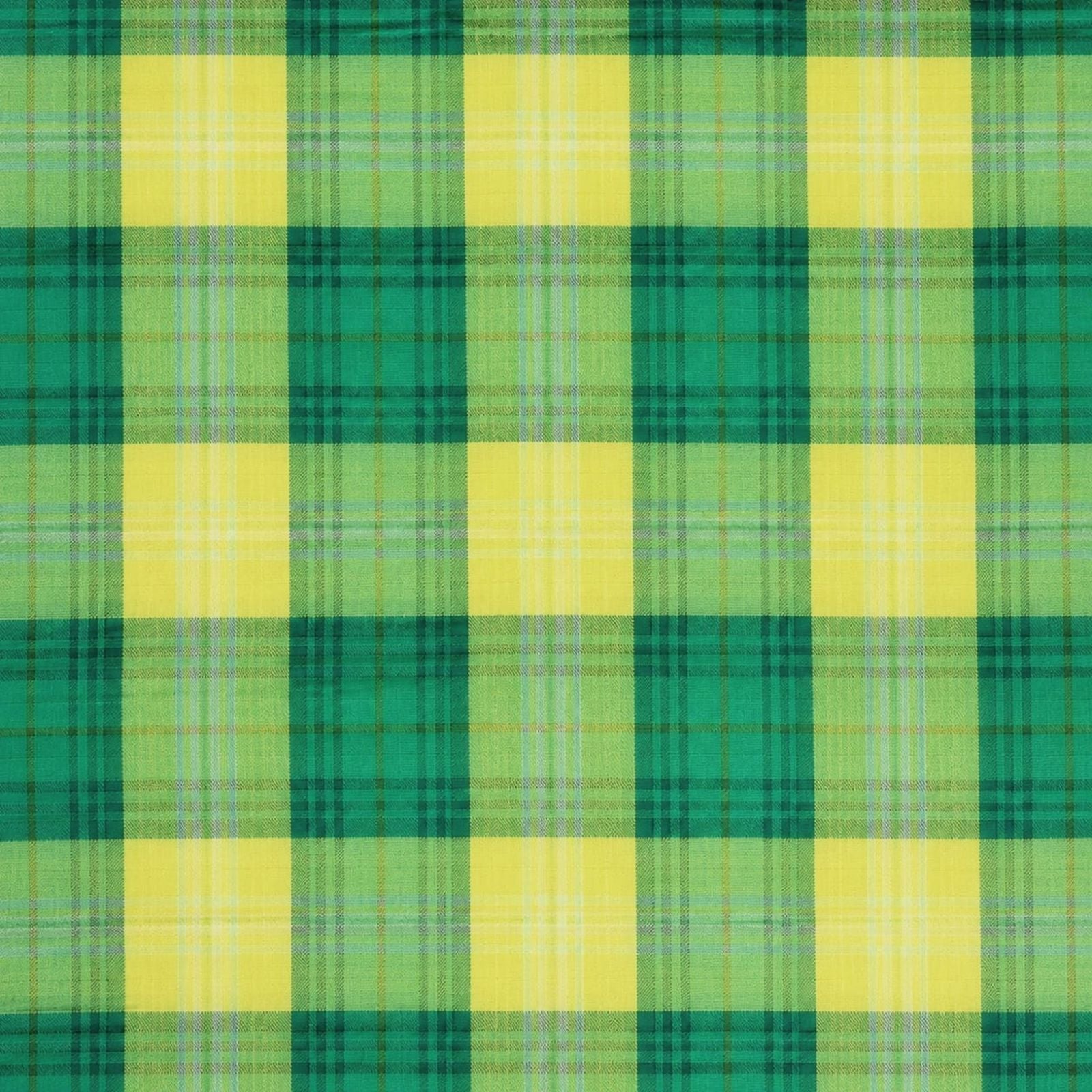 AFAS Custom Size Green & Yellow Windowpane Check Plaid Cotton Fabric - SKU F0015