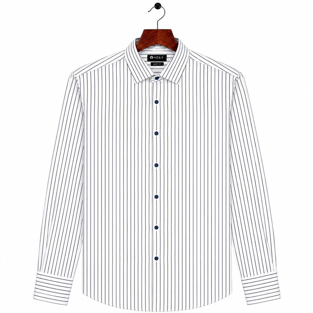 AFAS Ready-Made Vertical Stripe cotton Rich Fabric Shirt - SKU S0015