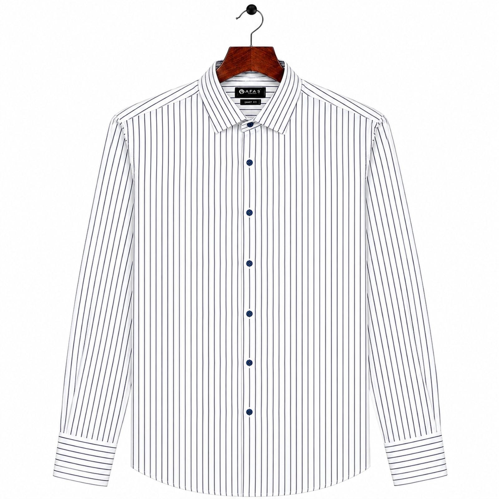 AFAS Ready-Made Vertical Stripe cotton Rich Fabric Shirt - SKU S0015