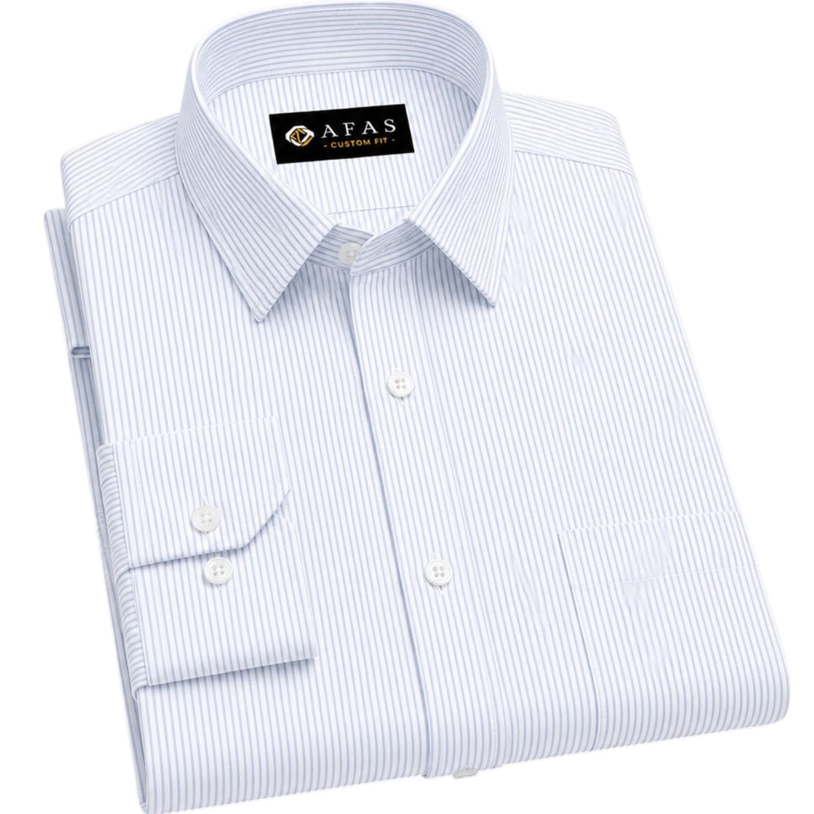 AFAS Custom Size Men's White Sky Blue Pinstripe Cotton fabric - SKU F0022