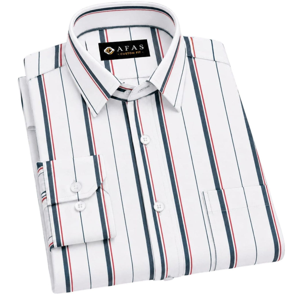 AFAS Custom Size Classic White Multi-Stripe Cotton Fabric - SKU F0019