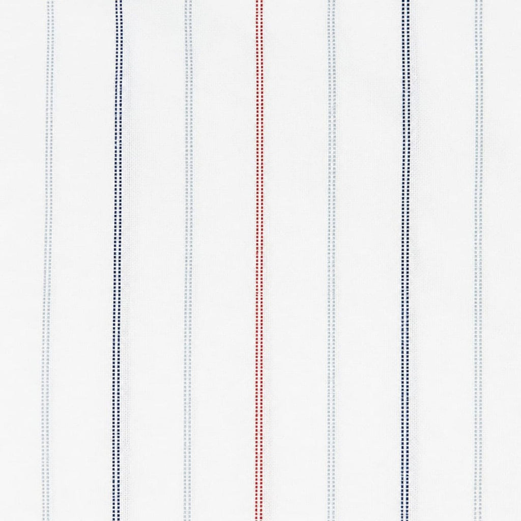 AFAS Custom Size White Shirt with Navy, Grey & Red Vertical Stripes Cotton fabric - SKU F0027