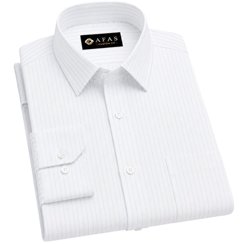 AFAS Custom Size White Sky Blue Pinstripe Cotton Fabric - SKU F0034