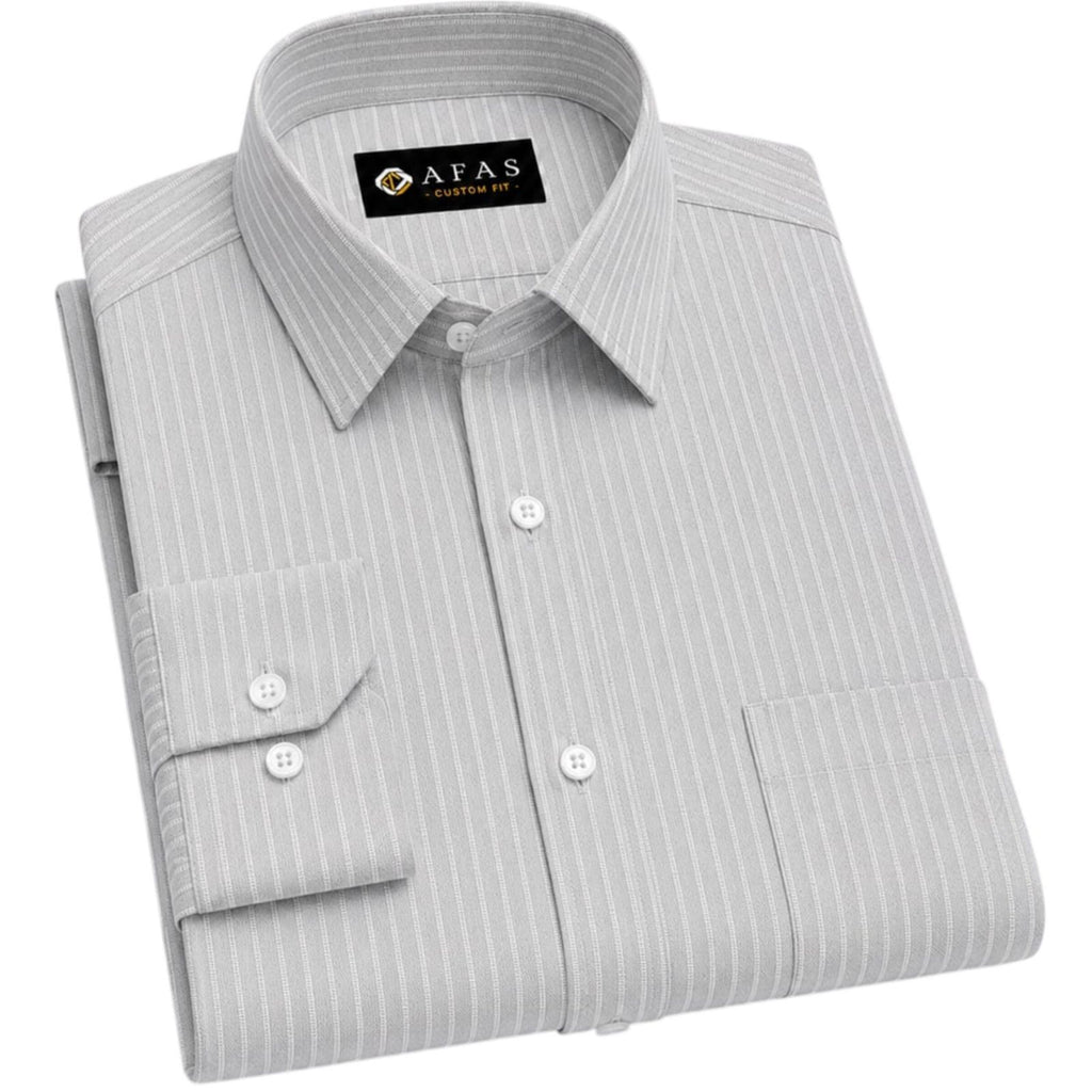 AFAS Custom Size Light Grey & White Bengal Stripe Cotton Fabric - SKU F0039