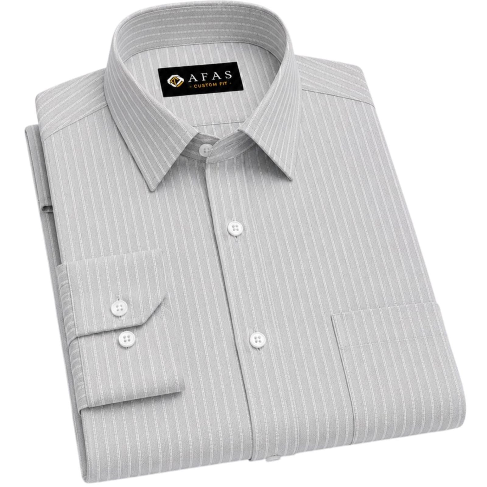 AFAS Custom Size Light Grey & White Bengal Stripe Cotton Fabric - SKU F0039