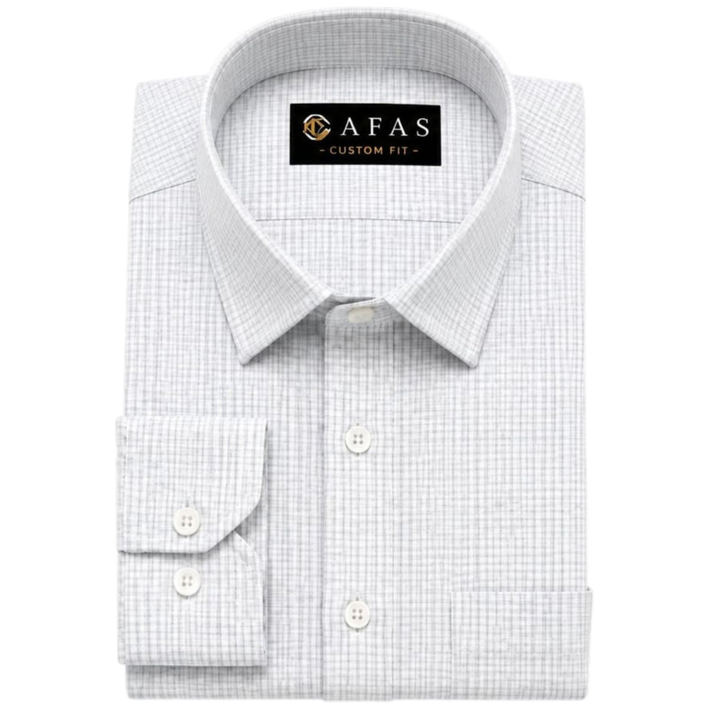 AFAS Custom Size Grey Windowpane Check Cotton fabric - SKU F0032