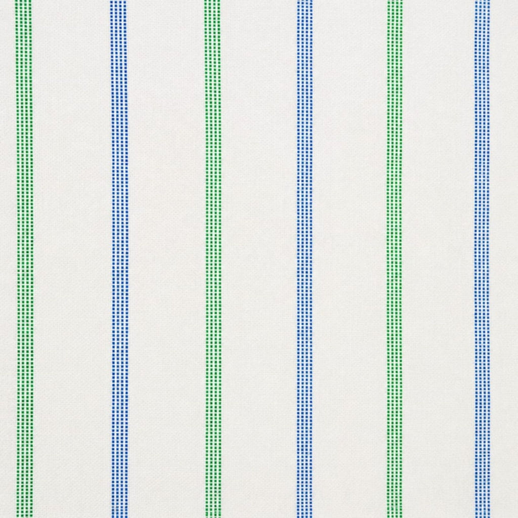 AFAS Custom Size Men's White Cotton fabric with Blue & Green Vertical Stripes - SKU F0020