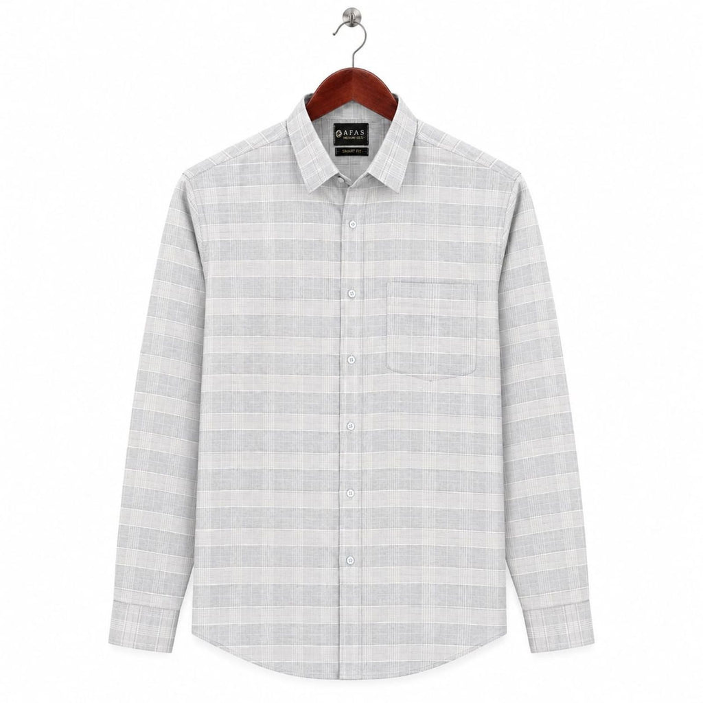 AFAS Ready-Made Gray Lining cotton Rich Fabric Shirt - SKU S0011