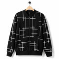 Black Geometric Printed Zipper Upper