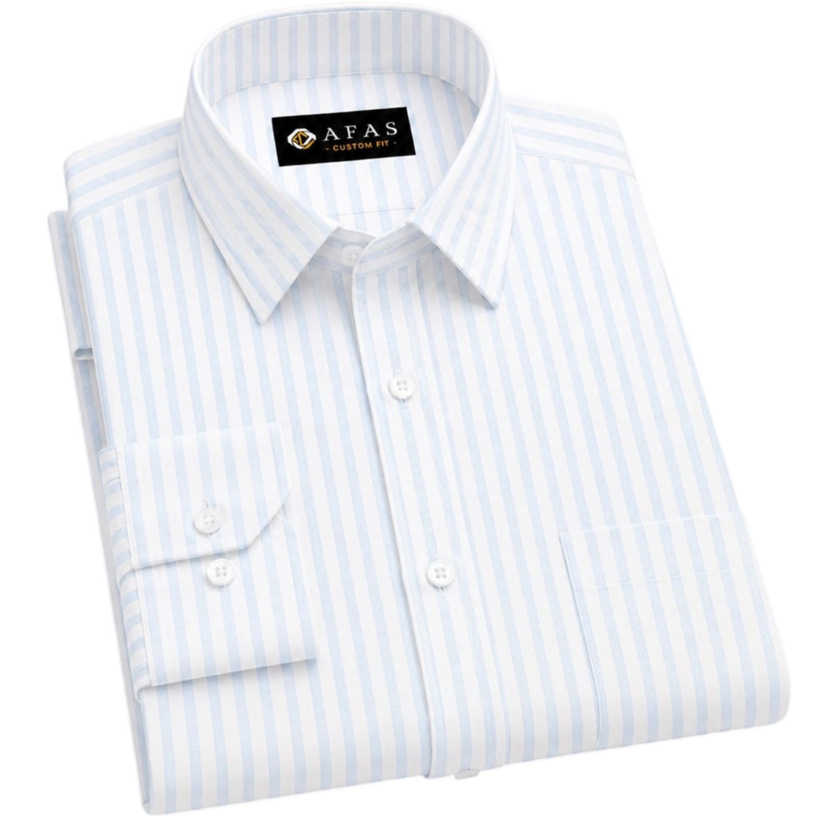 AFAS Custom Size Men's White & Sky Blue Striped Cotton fabric - SKU F0026