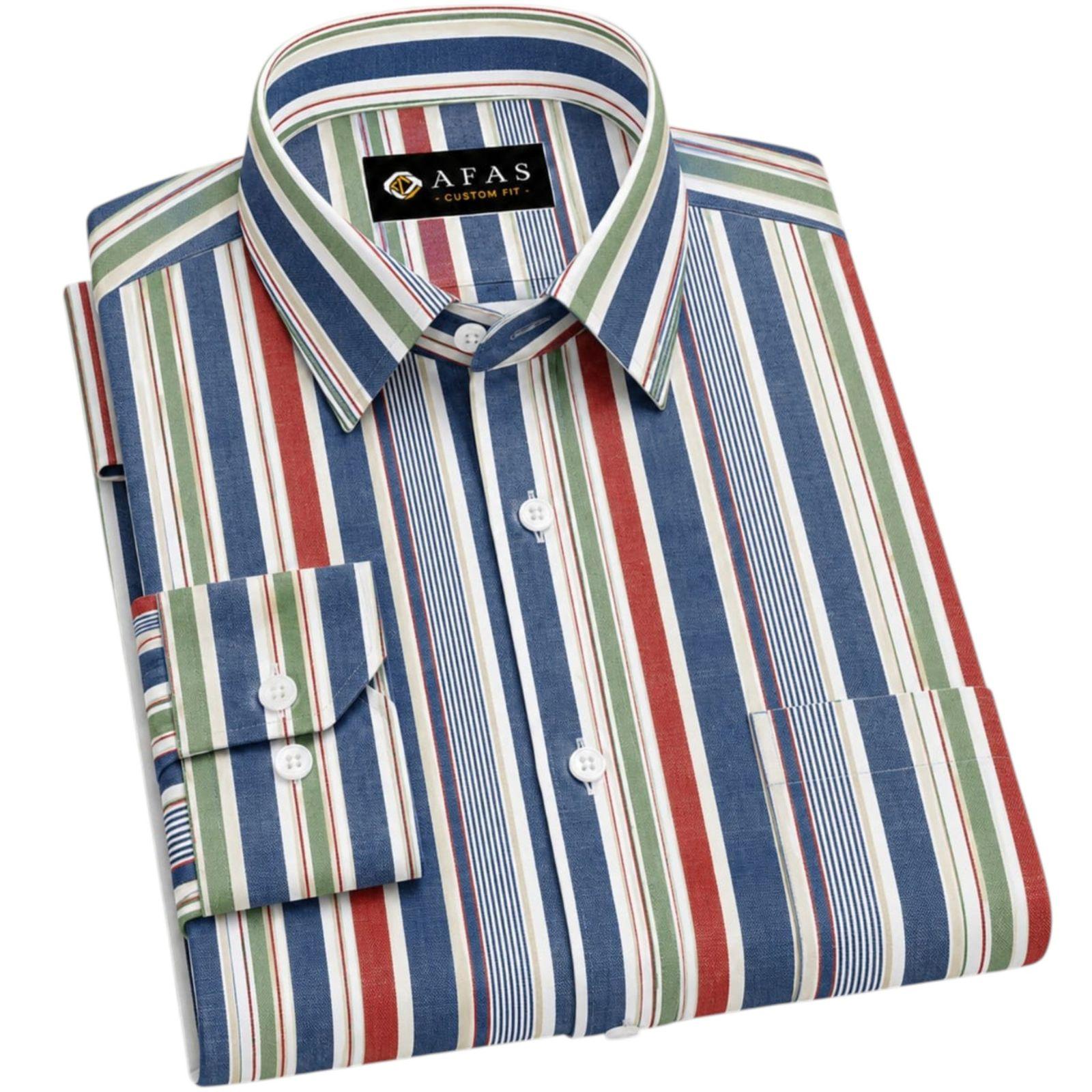AFAS Custom Size Classic Multicolor Vertical Stripe Cotton Fabric - SKU F0011