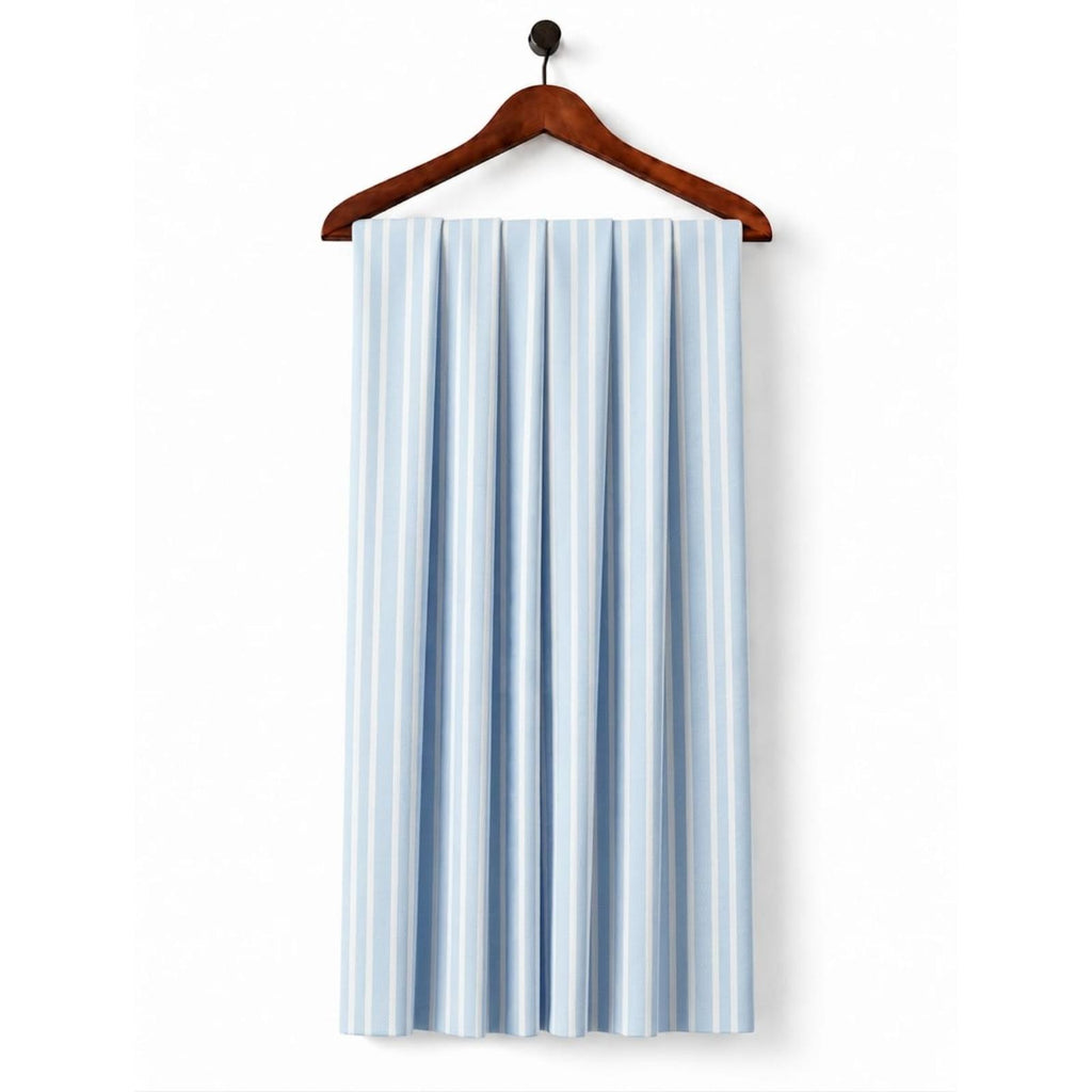 AFAS Custom Size Sky Blue & White Vertical Stripe Cotton Fabric - SKU F0053