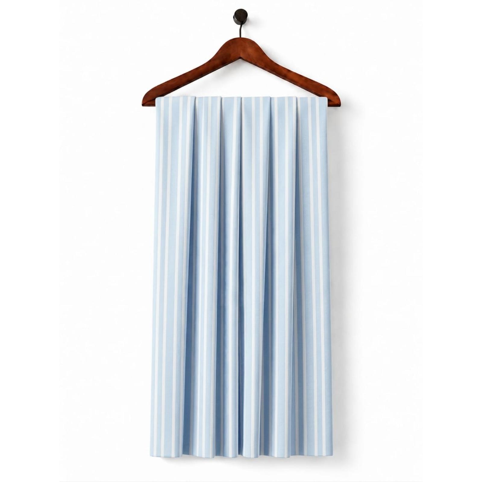 AFAS Custom Size Sky Blue & White Vertical Stripe Cotton Fabric - SKU F0053