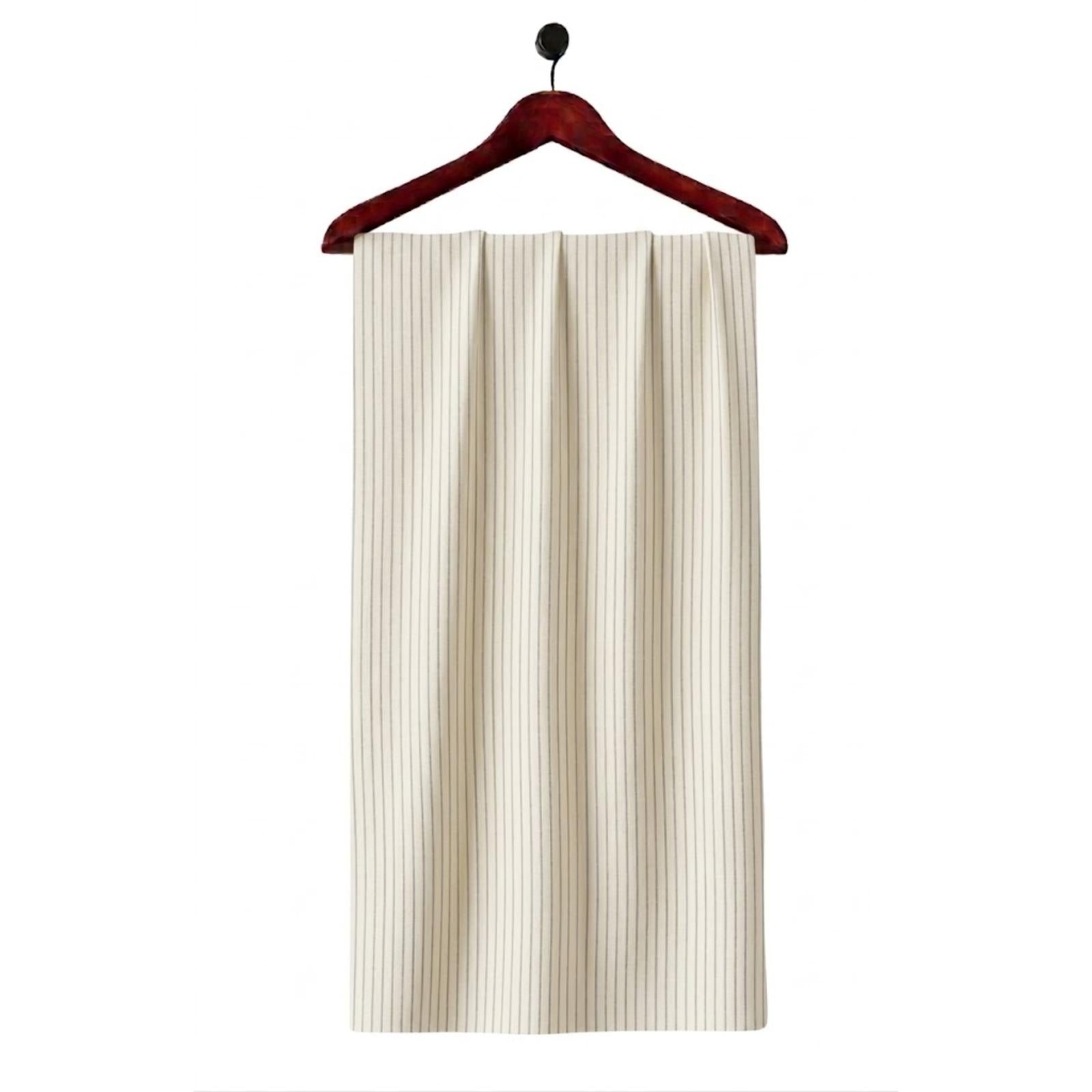 Cream & Charcoal Fine Stripe Cotton Fabric SKU ! 307