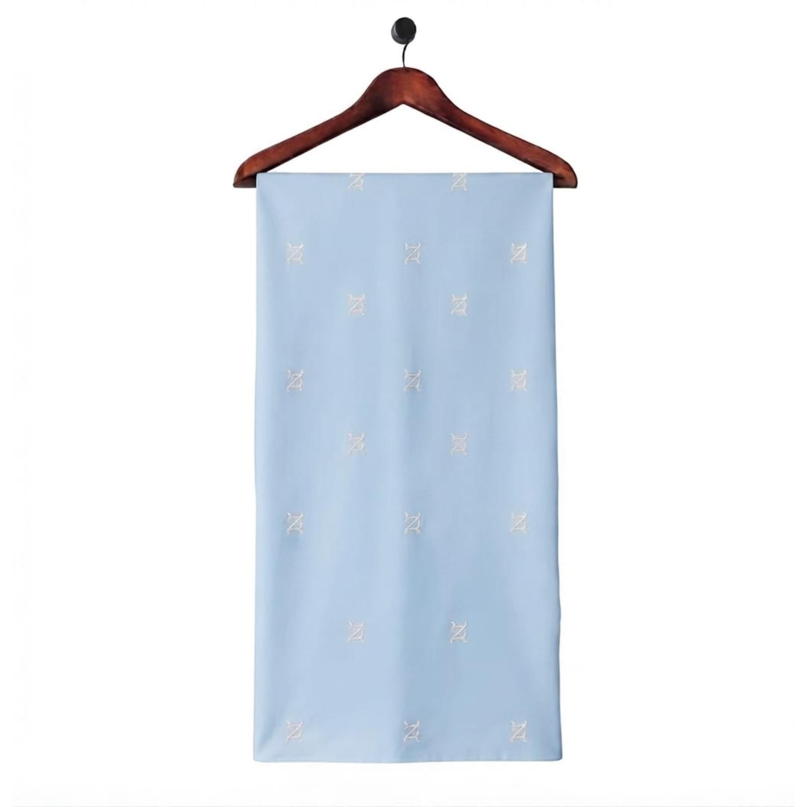 Light Blue Embroidered Cotton Fabric SKU ! 310