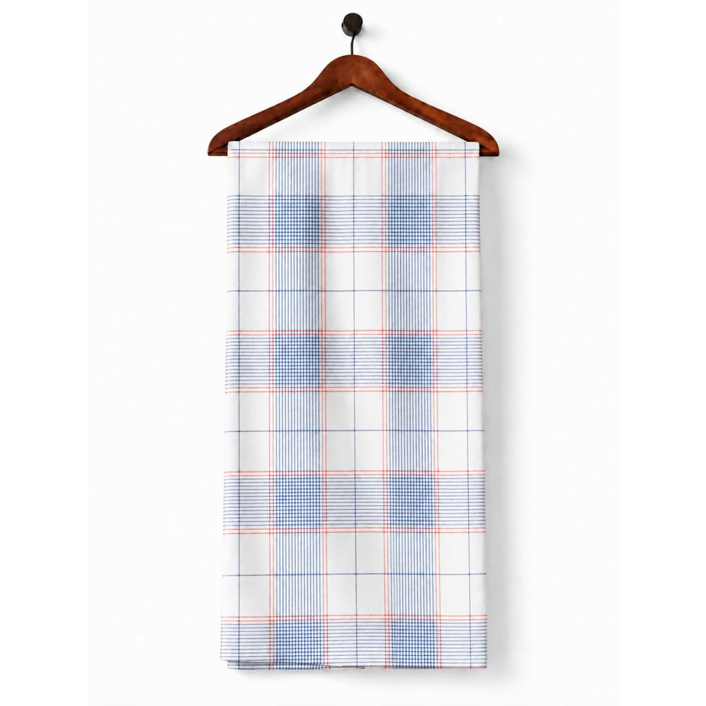 AFAS Custom Size Blue & Red Windowpane Check Cotton Fabric - SKU F0013