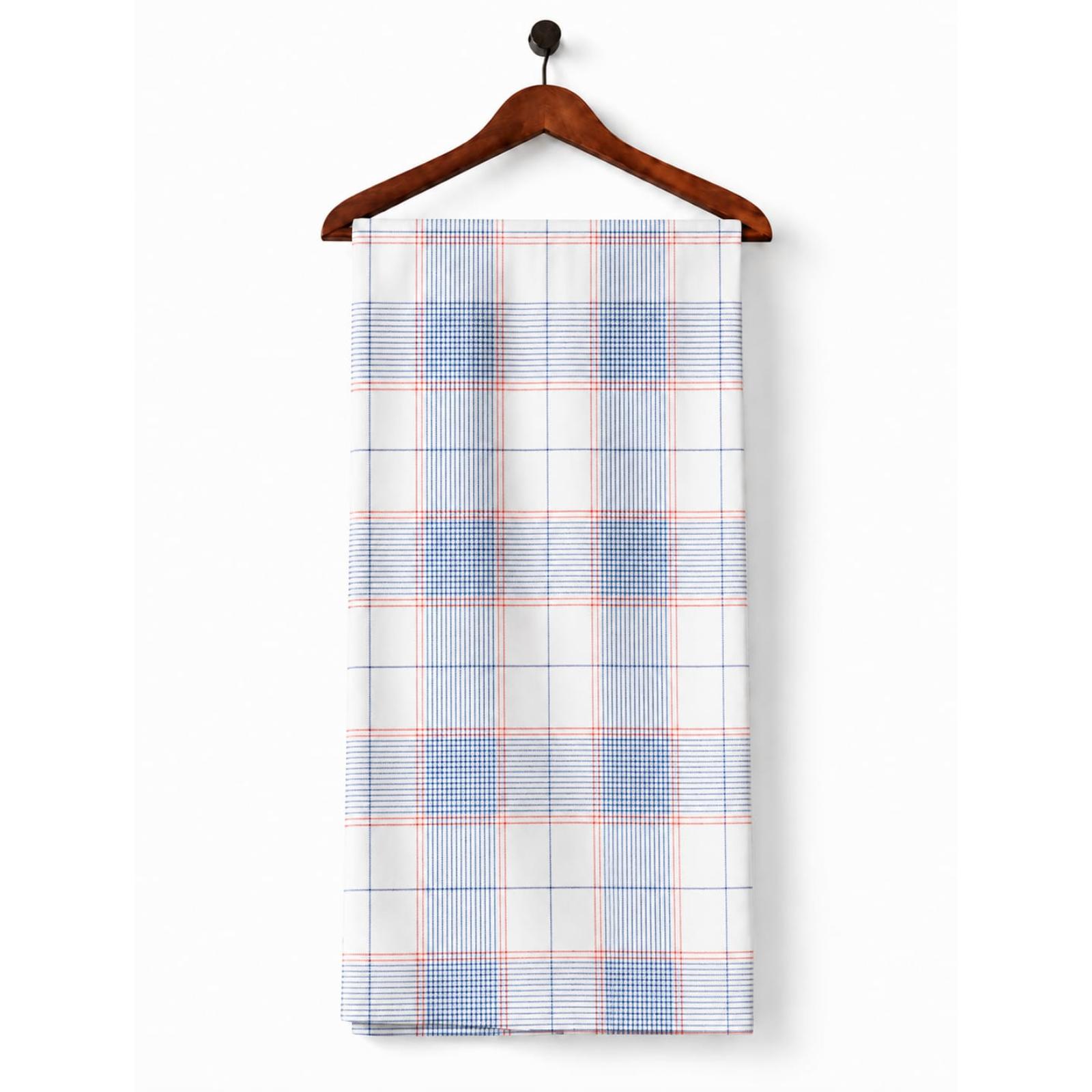 AFAS Custom Size Blue & Red Windowpane Check Cotton Fabric - SKU F0013
