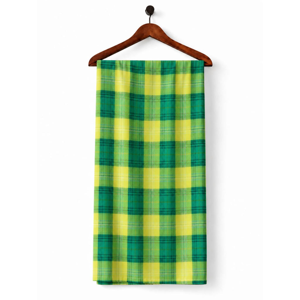 AFAS Custom Size Green & Yellow Windowpane Check Plaid Cotton Fabric - SKU F0015