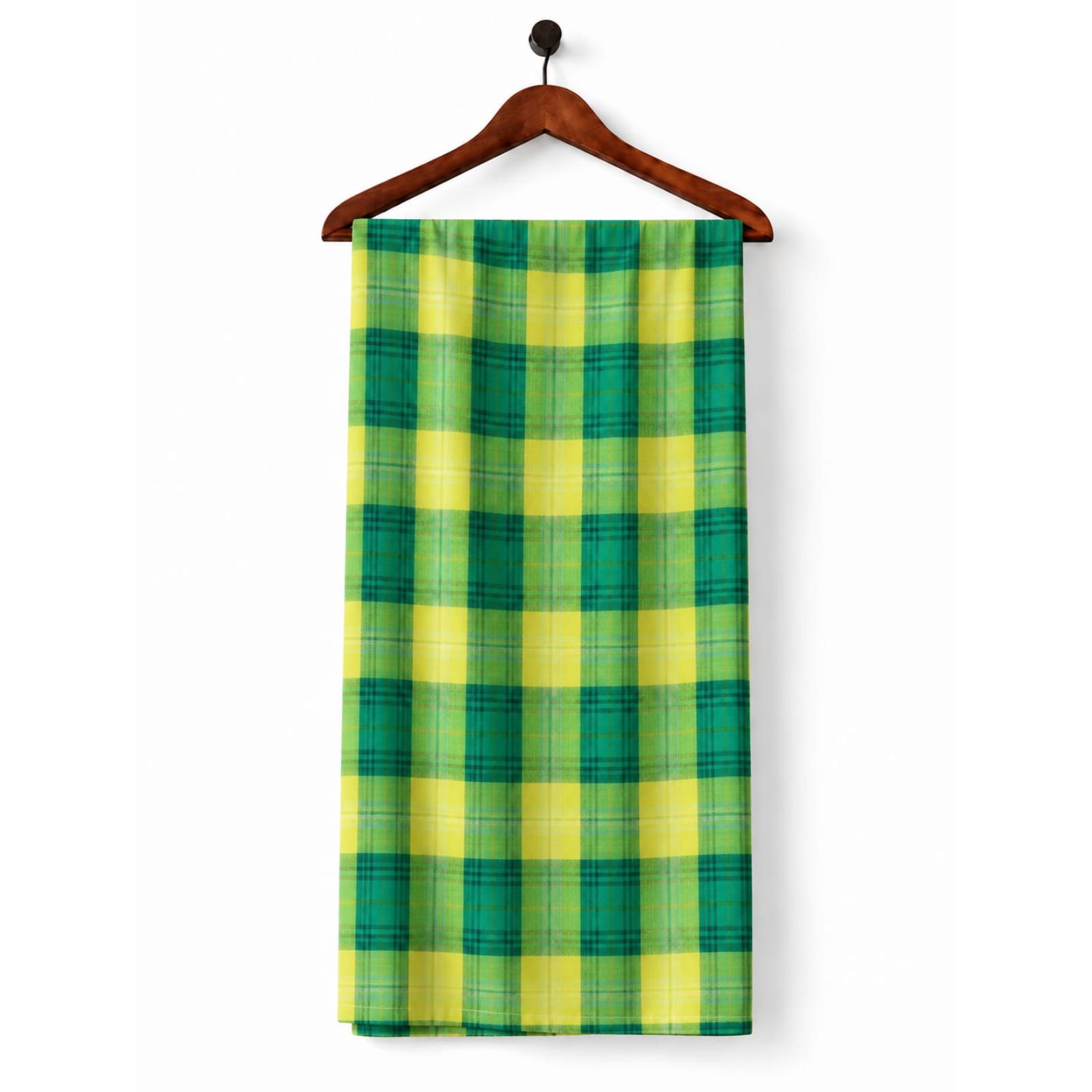 AFAS Custom Size Green & Yellow Windowpane Check Plaid Cotton Fabric - SKU F0015