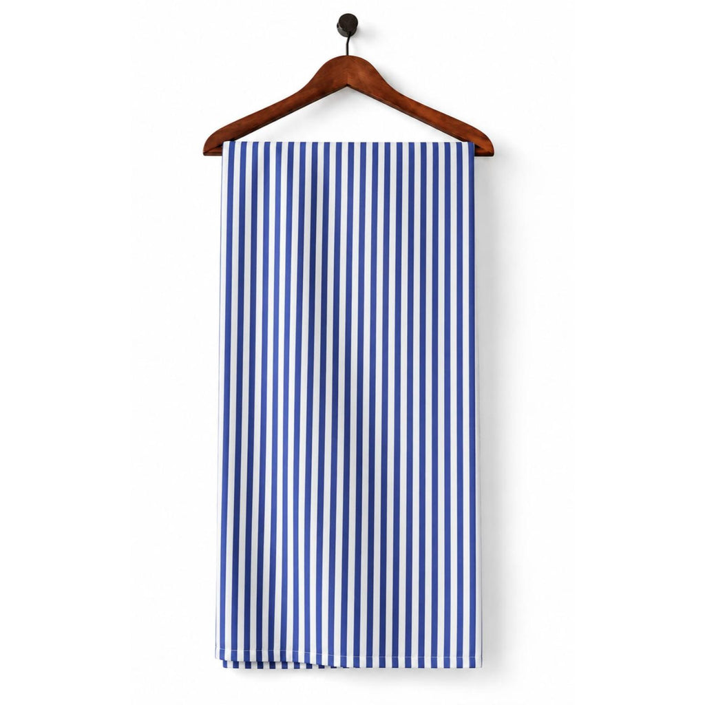 AFAS Custom Size Royal Blue and White Vertical Stripe Cotton Fabric - SKU F0001