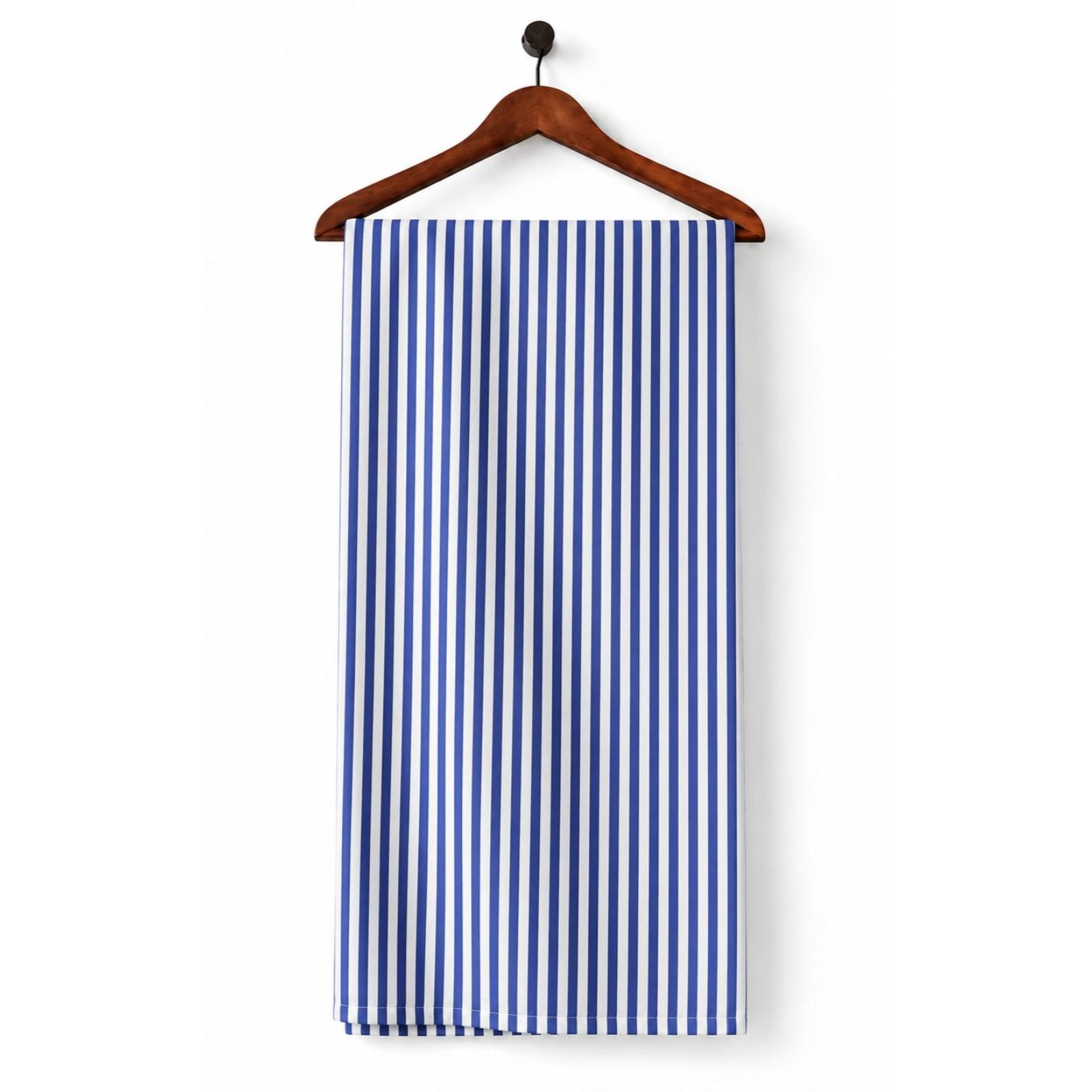 AFAS Custom Size Royal Blue and White Vertical Stripe Cotton Fabric - SKU F0001
