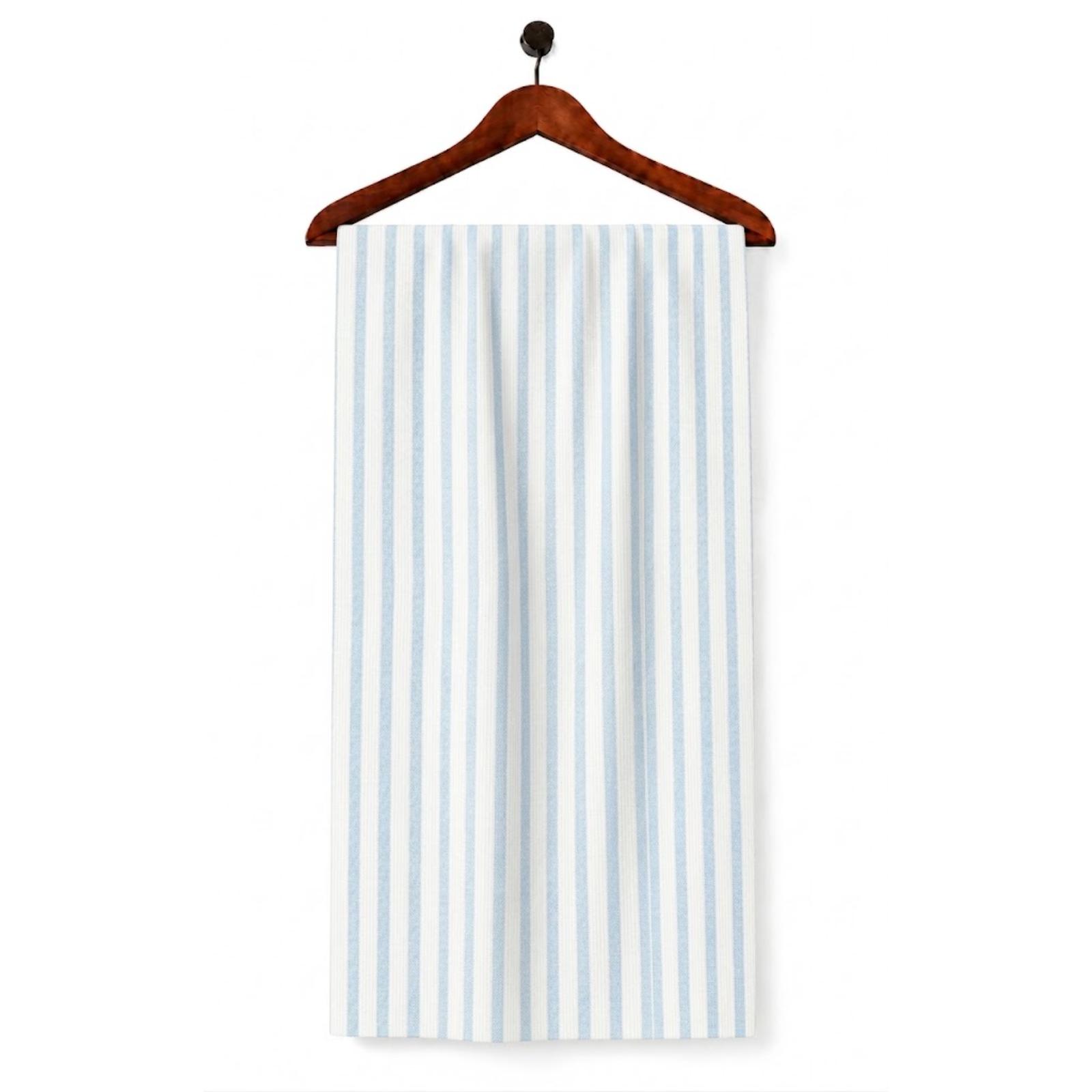 AFAS Custom Size Men's White & Sky Blue Striped Cotton fabric - SKU F0026