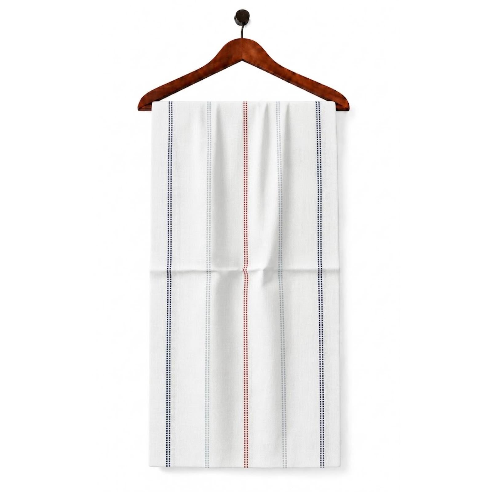 AFAS Custom Size White Shirt with Navy, Grey & Red Vertical Stripes Cotton fabric - SKU F0027