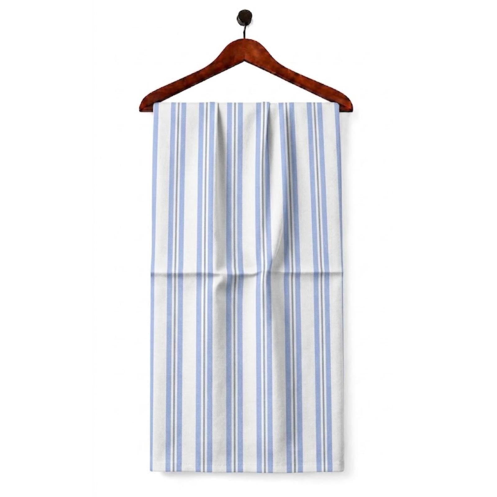 AFAS Custom Size White Sky Blue Multi Stripe Cotton fabric - SKU F0030