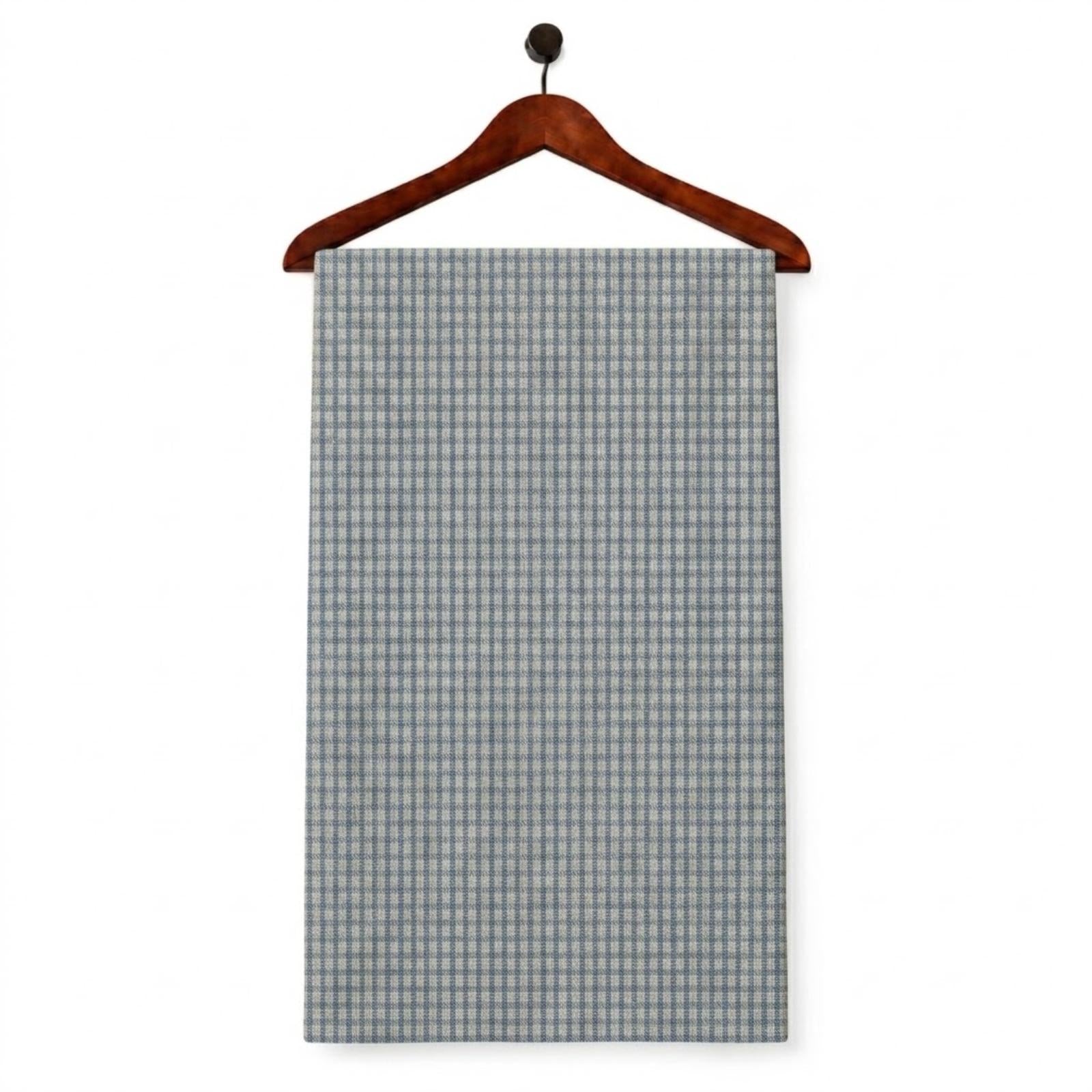 AFAS Custom Size Blue Micro Windowpane Check Cotton fabric - SKU F0031