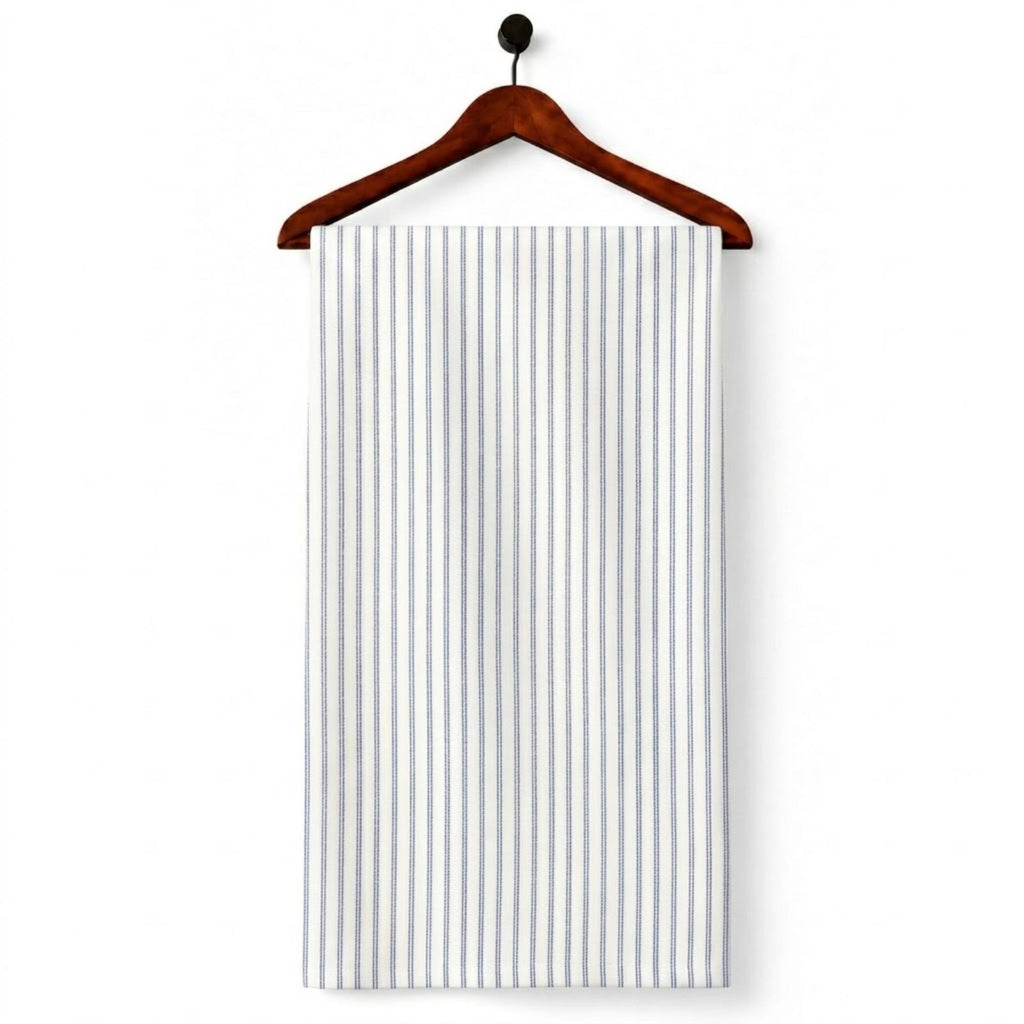 AFAS Custom Size Classic White Blue Pencil Stripe Cotton Fabric - SKU F0037