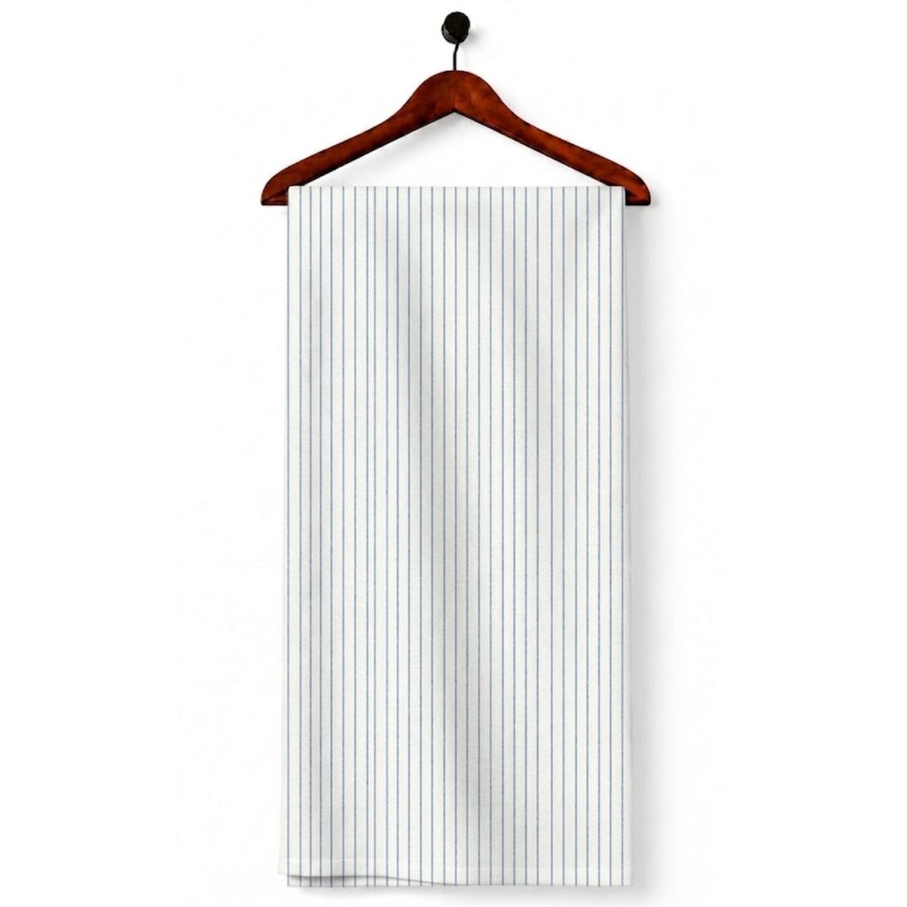 AFAS Custom Size White Fine Blue Stripe Cotton Fabric SKU F0045