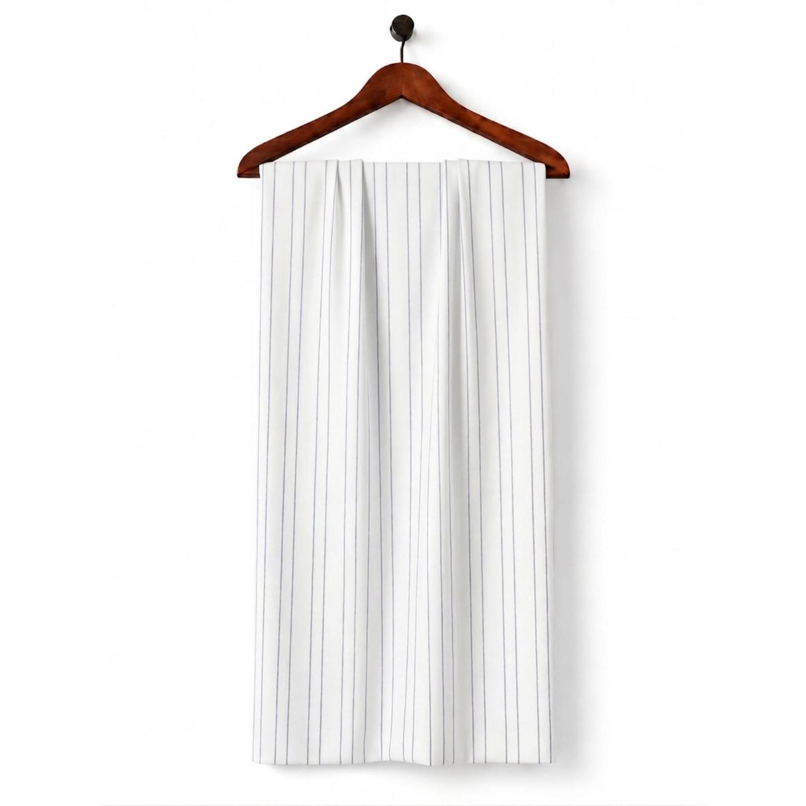 AFAS Custom Size White Fine Navy Stripe Cotton Fabric SKU F0051