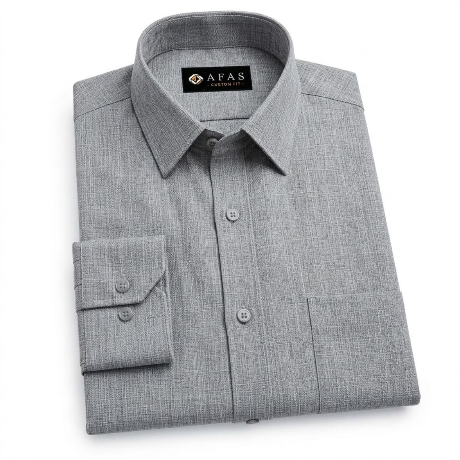 Men's Textured Mid-Grey Linen-Look Irish Cotton Fabric SKU ! 316