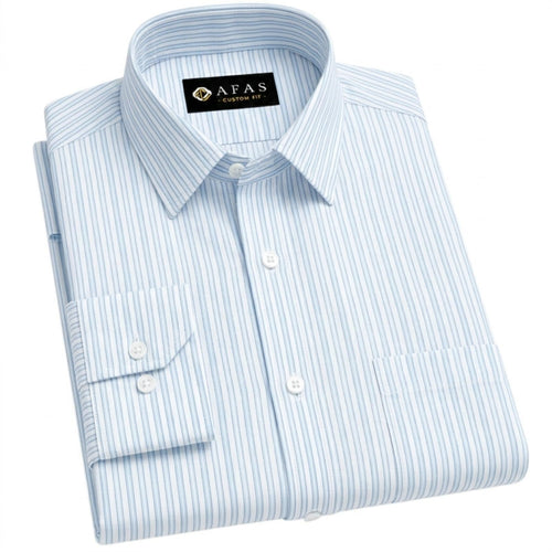 AFAS Custom Size Blue & White Vertical Pinstripe Cotton Fabric SKU F0049