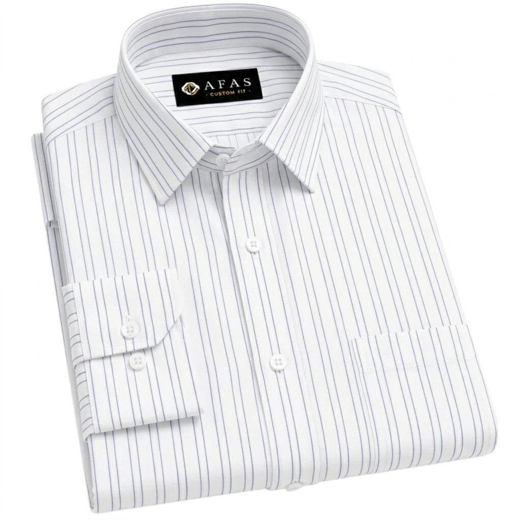 AFAS Custom Size White Fine Navy Stripe Cotton Fabric SKU F0051