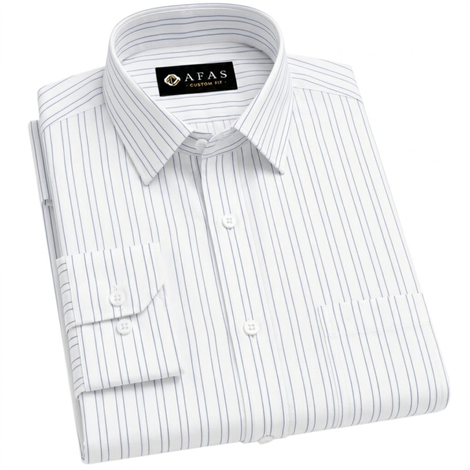 AFAS Custom Size White Fine Navy Stripe Cotton Fabric SKU F0051