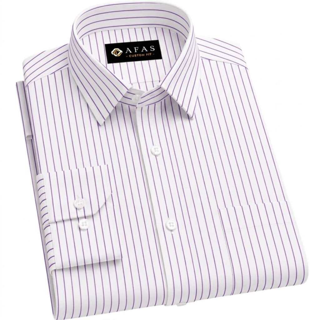 White & Purple Fine Stripe Cotton Fabric SKU ! 302