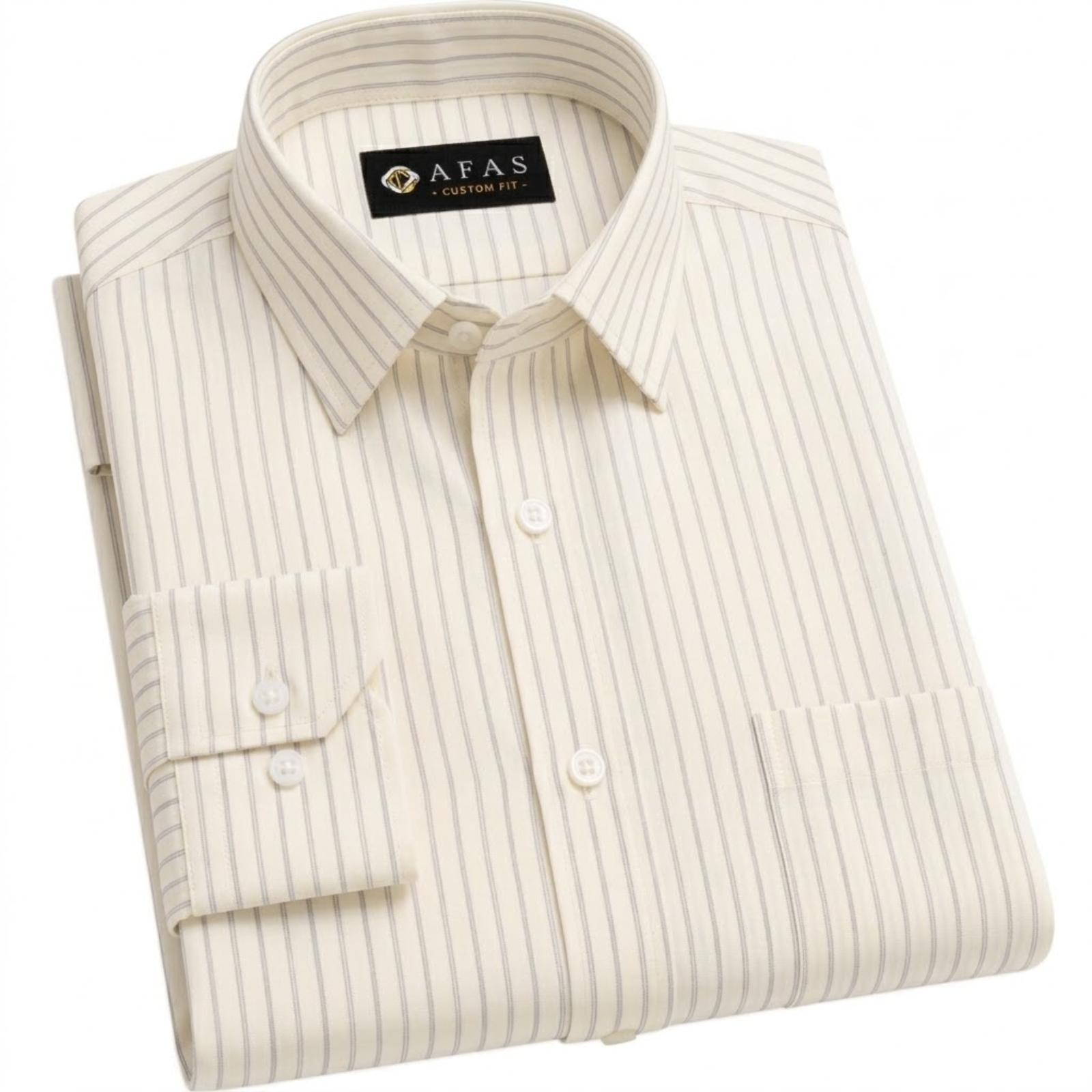Cream & Charcoal Fine Stripe Cotton Fabric SKU ! 307
