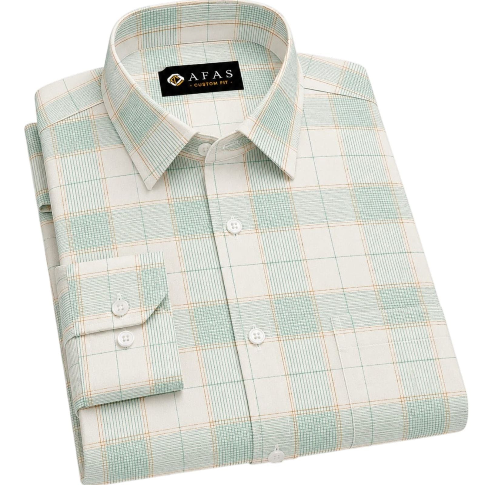 AFAS Custom Size White Mint Green Check Cotton fabric - SKU F0029