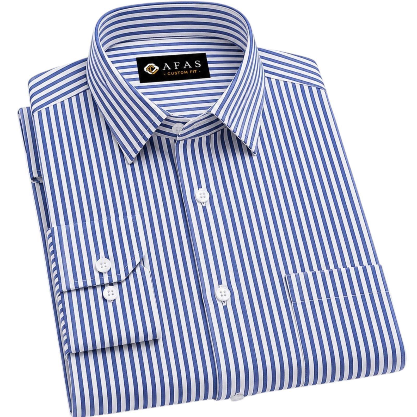 AFAS Custom Size Royal Blue and White Vertical Stripe Cotton Fabric - SKU F0001